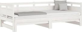 vidaXL Dienos lova Išskleidžiama sofa Svečių lova Sofa lova Medinis lovos rėmas Baltas pušies masyvas 2 x (90 x 200) cm