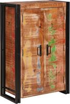 vidaXL Highboard su durimis Ruda kieto perdirbto medžio ir metalo aukšta spintelė gyvenamajam kambariui Stačiakampio formos bufeto saugykla Šiuolaikinis pramoninis stilius Elegantiška dalis Praktiška
