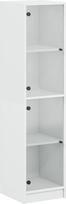vidaXL Highboard, šoninė spintelė su stiklinėmis durelėmis, spintelė su daug vietos, spinta, komoda, aukšta spintelė, svetainė, miegamasis, balta