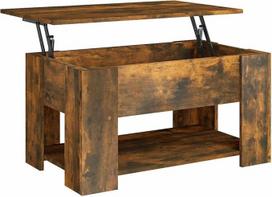vidaXL Kavos staliukas Reguliuojamo aukščio kavos staliukas Svetainės staliukas Šoninis staliukas Sofos staliukas su laikymo vieta Dūminio ąžuolo 79 x 49 x 41 cm Medienos medžiaga