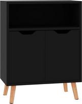 vidaXL Komoda su 3 skyriais Komoda šoninė spintelė Šoninė spintelė Daugiafunkcinė spintelė Stovinti spintelė Gyvenamasis kambarys Blizgi juoda 60 x 30 x 72 cm Medienos medžiaga