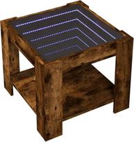 vidaXL LED kavos staliukas, šoninis staliukas su LED "Infinity" veidrodžiu, kavos staliukas, sofos staliukas svetainėje, svetainės staliukas, rūkyto ąžuolo medienos medžiaga