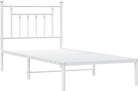vidaXL lovos rėmas, lovos rėmas su galvūgaliu, metalinis miegamojo lovos rėmas, viengulė lova, svečių lova, metalas, baltas, 80 x 200 cm