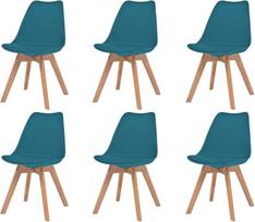 VidaXL Salės šezlongas 6 vnt Similicuir Bois massif Turquoise