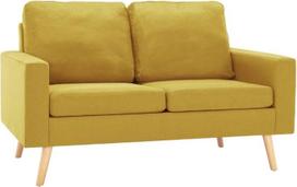 vidaXL sofa 2 sėdimų vietų poilsio sofa Audinys sofa Minkšta sofa Sėdimoji baldų konstrukcija Sofa Svetainės sofa Geltonas audinys Medinis rėmas