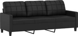 vidaXL Sofa 3 sėdimos vietos, sofa svetainei, minkšta sofa su metaliniu rėmu, svetainės sofa, svetainės sofa, trijų vietų, juoda dirbtinė oda