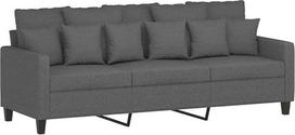 vidaXL Sofa 3-vietė, poilsio sofa su atlošu, svetainės sofos dizainas, metalinis rėmas, trijų vietų baldai, tamsiai pilkas audinys