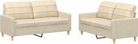 vidaXL Sofos komplektas, 2 dalių fotelis, sofa, svetainės sofa su porankiais, sofos komplektas, dizainerio sofa, sėdimieji baldai, minkšti baldai, kreminis audinys