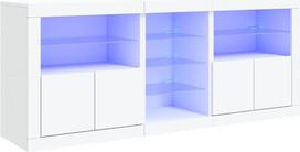 vidaXL šoninė spinta, komoda su daugybe stalčių, aukštų stalčių spintelė su LED lemputėmis, šoninė spinta, šoninė spintelė, stovinti spintelė, moderni, balta