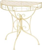 vidaXL šoninis stalas Vintage stiliaus pusiau apvalus metalinis 72x36x74cm aukso spalvos baldai