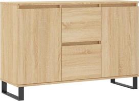 vidaXL šoninė spinta, komoda su daugybe stalčių, aukštų lentų svetainės spinta su geležinėmis kojomis, spintelė, šoninė spintelė, Sonoma ąžuolo medienos medžiaga