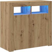 vidaXL šoninė spinta su LED apšvietimu, "Artisan" ąžuolas, 80 x 35 x 75 cm, šoninė spintelė, spintelė, prieškambario spintelė, spintelė, virtuvės spintelė