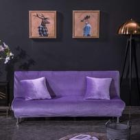 Vienspalvis sofos dangtelis "Fox Velvet Slipcover Full Coverage Slipcover" be porankio (šviesiai violetinė, XL: 160-195 cm)