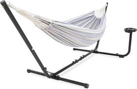 VITA5 Medvilninis lauko dvivietis hamakas su rėmu - su puodelio ir knygos laikikliu - iki 2 žmonių/205 kg - 210 x 140 cm - su nešiojimo krepšiu