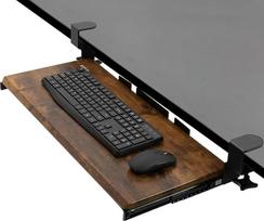 VIVO Kompiuterio klaviatūros ir pelės laikiklis po stalu 27" (33 įskaitant spaustukus) x 11" ištraukiamas platformos stalčius Rustic Brown Vintage Tray, juodas rėmas