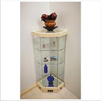 VM ART DESIGN GLASS Etninio stiliaus VME500T kampinė stiklinė vitrina Dramblio kaulo spalvos