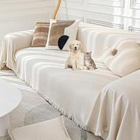 Wasserdicht Sofa Überwurfdecke Sofaüberzug Groß 1 2 3 4 Sitzer Chenille Sofa-Schonbezug Sofadecke Vielseitig Einsetzbar Sofa-Überwurfdecke Für Alle Jahreszeiten,Beige,180 * 380cm/71 * 150in