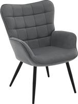 WOLTU Modern Wing Chair, svetainės, miegamojo, balkono, poilsio kėdė, patogi, su metalinėmis kojelėmis, su virvės užvalkalu, 63,5 x 51 x 87 cm, tamsiai pilka