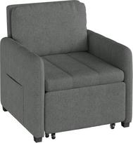 WOLTU 3-in-1 miegamojo kėdė, sofa-lova su šonine kišene ir 5 kryptimis reguliuojamu atlošu, patogi skaitymo kėdė, taupanti vietą, 76,5 x 85 x 82,5 cm, tamsiai pilka
