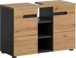 xonox.Home - "Canu Vanity Unit" 80 x 55 x 34 cm, "Basalt Grey" ir "Artisan" spalvos - Vonios baldai Vonios derinys Vonios kambario komplektas