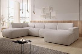 XXL U formos sofa Didim Cream 378 cm pločio moderni ir erdvi L