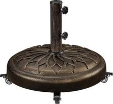 Yaheetech 24,7 kg skėčių stovas su ratukais 50,6 cm skersmens skėčių stovas stabilus skėčių laikiklis 34/38/48 mm skėčių stulpams, skirtas sodui, balkonui ir paplūdimiui, bronzos spalvos