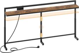 YATINEY 180 cm ilgio reguliuojamo aukščio (70-90 cm) konsolinis staliukas, ilgas siauras prieškambario staliukas su stumdomu maitinimo laidu (2AC, 1USB-A, 1USB-C), ilgas įėjimo staliukas svetainei, miegamajam