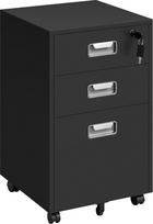 Yaheetech Rolling Container Filing Cabinet su 3 stalčiais ir pakabinamu segtuvu Mobilus biuro kabinetas studijoms, svetainei, biurui, juodas