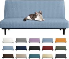 YEMYHOM Futon dangtelis Sofa lova Slipcover Žakardas Aukšto tempimo rankovių neslystančių baldų apsauga su elastingu dugnu (Futon, šviesiai mėlyna)