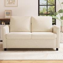 YODOLLA dvivietė sofa su nuimamais užvalkalais, moderni dvivietė sofa, idealiai tinkanti svetainei ir miegamajam, smėlio spalvos | tvirtas audinys, taupantis vietą ir lengvai valomas (smėlio spalvos)