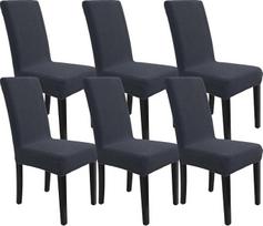 YSTELLAA Stretch kėdžių užvalkalai, 6 vnt., nuimami skalbiami kėdžių užvalkalai, aukštos nugaros kėdžių užvalkalai, elastingi, universalūs valgomojo kėdžių užvalkalai, žakardiniai kėdžių užvalkalai, modernūs, tamsiai pilki