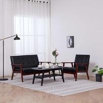 ZEYUAN 2 dalių sofos komplektas, sofa lova, sofa lova, sofa su miego funkcija, sofos ir sofos, relaksacinė sofa, juoda dirbtinė oda