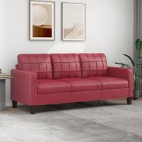 ZEYUAN 3-vietė sofa Vyno raudona 180 cm dirbtinės odos sofa Svetainė Jaunimo sofa Atsipalaiduoti sofos ir sofos Sofa miegamajam, jaunimo ir vaikų kambariui