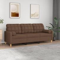 ZEYUAN 3200793 3-vietė sofa su dekoratyvinėmis pagalvėlėmis Brown 180 cm audinys, Sofos ir kušetės, Sofa svetainė, Sofa paauglių kambariui, Sofa poilsiui, Sofa miegamajam, Miegamojo sofa, Minkšta sofa