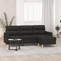 ZEYUAN 3201077 3-vietė sofa su taburete, juoda, 180 cm, audinys, Sofos ir sofos, Sofa svetainei, Sofa paauglių kambariui, Sofa poilsiui, Sofa miegamajam, Minkšta sofa