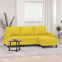 ZEYUAN 3201042 3-vietė sofa su taburete, šviesiai geltona, 180 cm audinys, Sofos ir sofos, Sofa svetainei, Sofa paauglių kambariui, Sofa poilsiui, Sofa miegamajam, Minkšta sofa