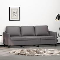 ZEYUAN 359340 3-vietė sofa Grey 180 cm, dirbtinė oda, Sofos ir kušetės, Sofa svetainė, Sofa paauglių kambariui, Sofa poilsiui, Sofa miegamajam, Miegamojo sofa, Minkšta sofa