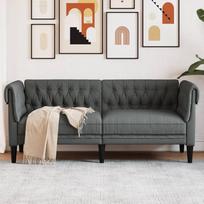 ZEYUAN Chesterfield 372548 2 vietų sofa, tamsiai pilkas audinys, poilsio sofa, sofos ir kušetės, poilsio sofa, svetainės sofa, sofa su miego funkcija