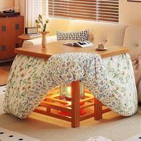 Žiemos šildymo stalas, japoniškos krosnelės futono komplektas, šiltesnė antklodė kambariui žiemą, kvadratinis sulankstomas stalas kambariui, Kotatsu (120 x 70 x 67 cm)