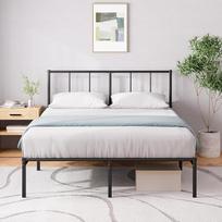 ZINUS Justin Dvigulės lovos rėmas - lova 190 x 135 cm - 35 cm aukščio - metalinis lovos rėmas su galvūgaliu - platforminis lovos rėmas su plieninių skersinių atrama - modernus dizainas - lengvai surenkamas - juodas