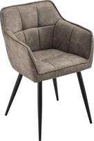 [en.casa] "Birmingham" valgomojo kėdė su porankiu Biuro kėdė Minkšta kėdė su atlošu Taupe Black su metalinėmis kojomis 81 x 57 x 53 cm