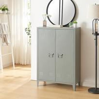 [en.casa] "Oripää" metalinė spinta Svetainės spinta 110 x 75 x 33 cm Dokumentų spinta Dirbtuvių spinta su 2 durimis ir 2 reguliuojamo aukščio lentynomis Tamsiai pilka