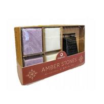 CREASCENTS Vaško akmenėlių rinkinys „Amber Stones Lavender & White Tea“ su tarka