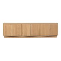 Natūralios spalvos TV spintelė iš ąžuolo masyvo 200x52x45 cm Zuma – WOOOD