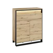 Komoda QUANT WARDROBE QG2DAC, ąžuolas-artisan/juoda