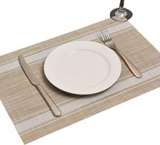 "All-Match" dryžuotas kilimėlis, skalbiamas, dėmėms atsparus PVC kilimėlis, austas vinilo izoliacijos kilimėlis, stalo bėgimo reikmenys (spalva: smėlio)