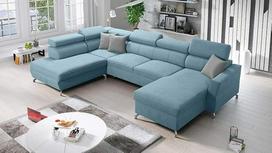 "All4All" kampinė sofa su miego funkcija "Vedis VI" - sofa-lova su lovos dėže - sofa su miego funkcija - gyvenamasis peizažas - sofa-lova - U formos - miegamasis paviršius 127 x 288 cm - dešinė pusė 26 (dešinė)