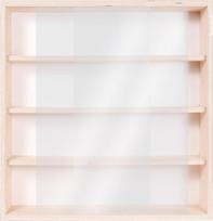 "Alsino" kolekcionieriaus vitrina su disko sienine lentyna Medinė pakabinama vitrina Vokiečių medienos gamintojas Mineralai Akmenys Figūros V07-50 x 52 x 12 cm su 2 peršviečiamais stiklais