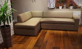 "Antalija I 245 x 164 Tikros odos kampinė sofa / sofa lova su lovos funkcija ir lovos dėžės kampu; Mocha kavos natūrali oda