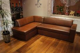 "Antalija I 245 x 164 Tikros odos kampinė sofa su lovos funkcija ir lovos dėže Tikros odos kampinė sofa